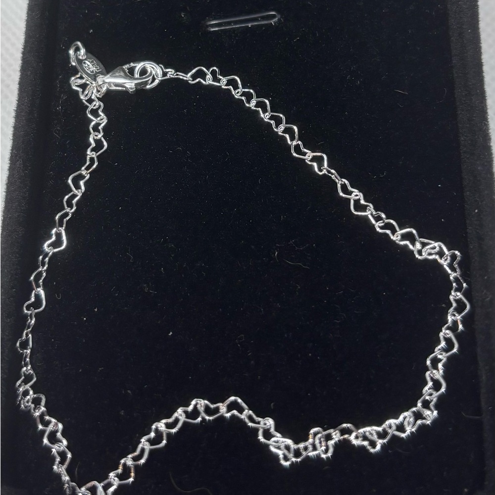 Elegant 9.25 Sterling Silver Heart 10” anklet